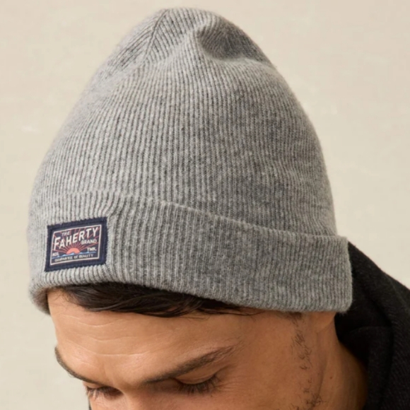Faherty Other - 486. Faherty Core Logo Beanie | Color: Charcoal Heather